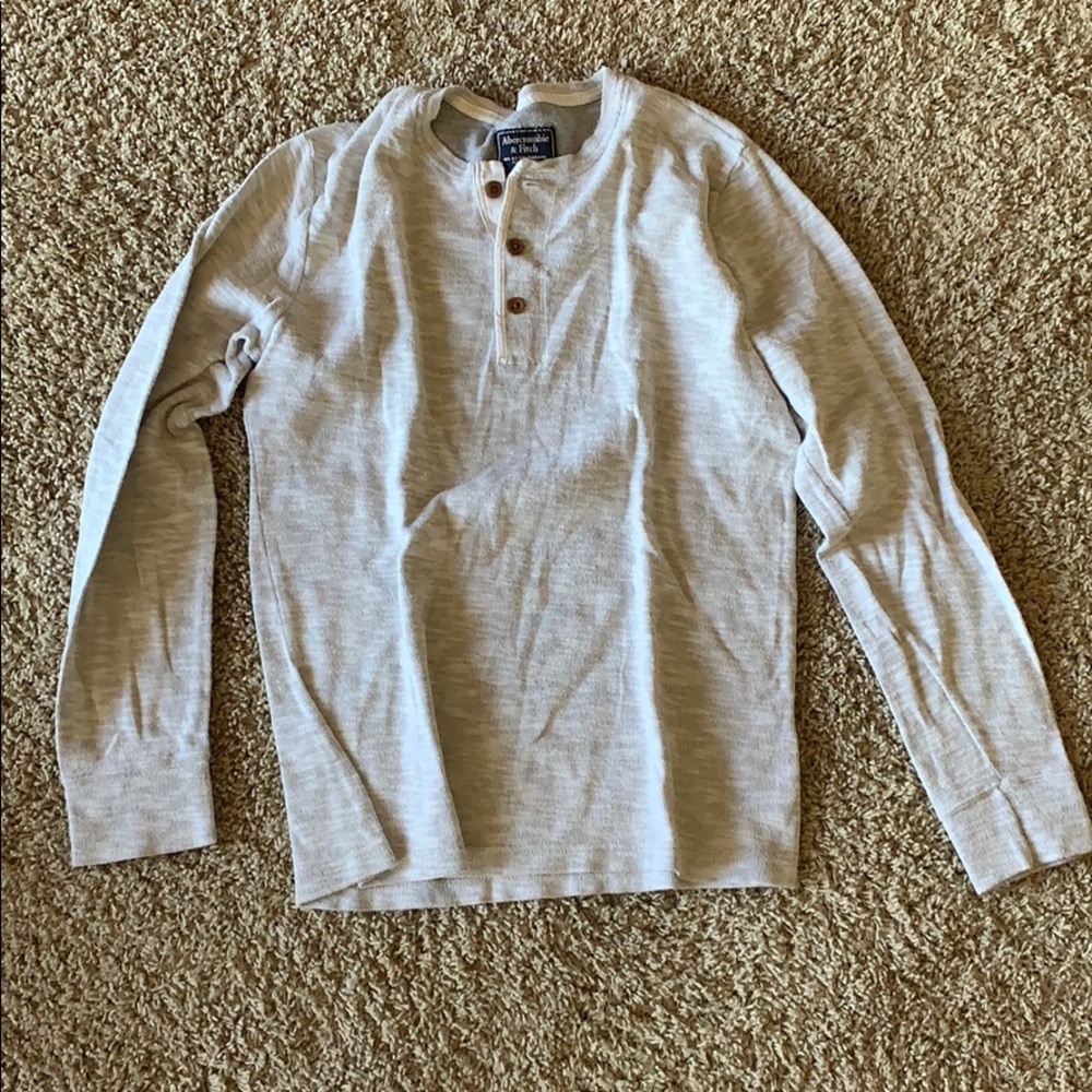 Abercrombie Knit Cream Long Sleeve Shirt